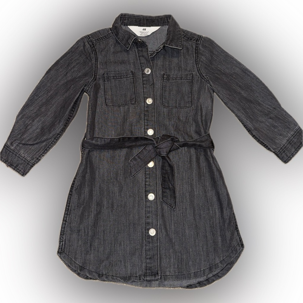 H&M Black Denim Shirt Dress